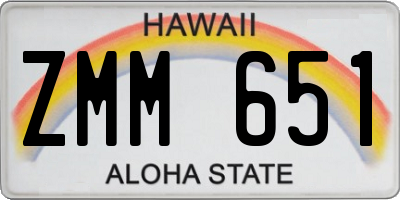 HI license plate ZMM651
