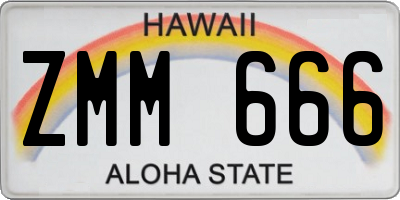 HI license plate ZMM666