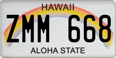 HI license plate ZMM668