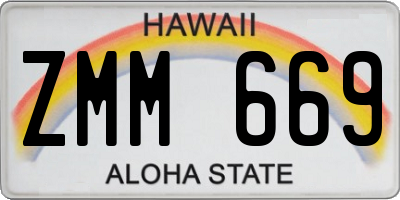 HI license plate ZMM669