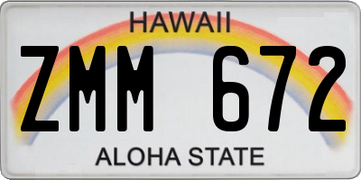 HI license plate ZMM672