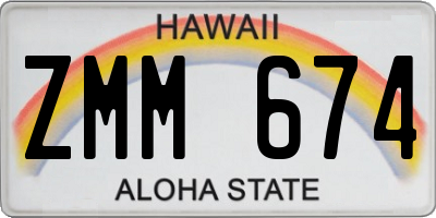 HI license plate ZMM674