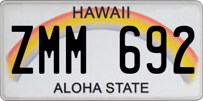 HI license plate ZMM692