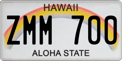 HI license plate ZMM700