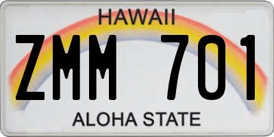 HI license plate ZMM701