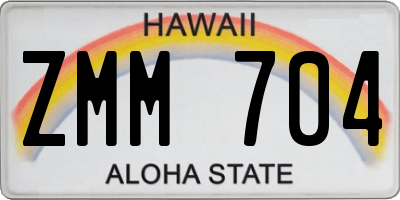 HI license plate ZMM704