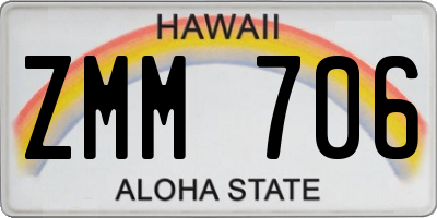 HI license plate ZMM706