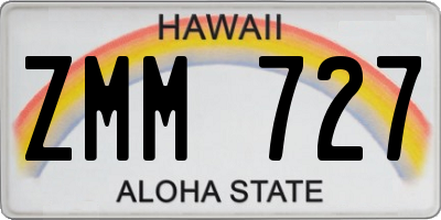 HI license plate ZMM727
