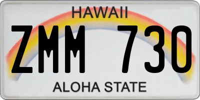 HI license plate ZMM730