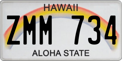HI license plate ZMM734