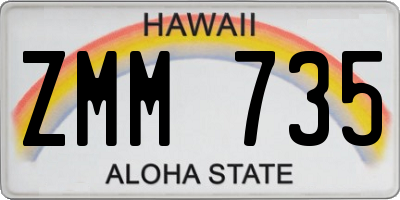 HI license plate ZMM735