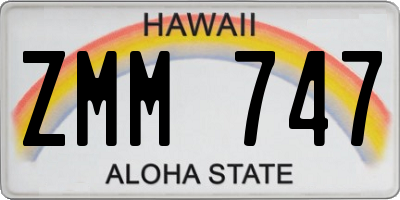 HI license plate ZMM747
