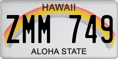 HI license plate ZMM749