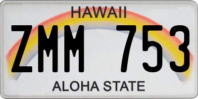 HI license plate ZMM753