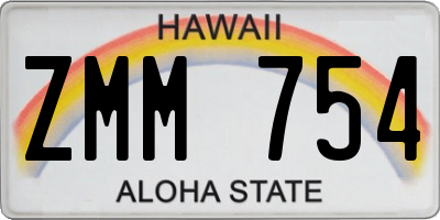 HI license plate ZMM754