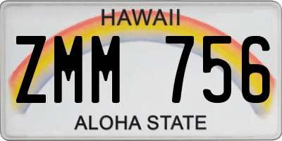 HI license plate ZMM756
