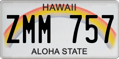 HI license plate ZMM757