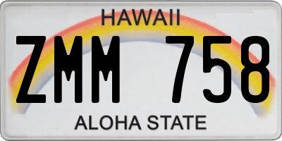 HI license plate ZMM758