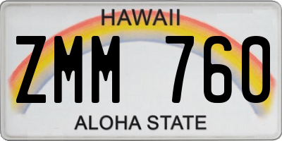 HI license plate ZMM760