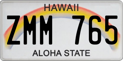HI license plate ZMM765