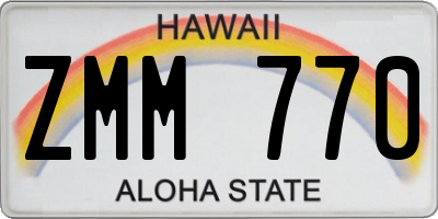 HI license plate ZMM770