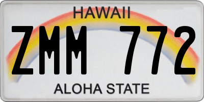 HI license plate ZMM772