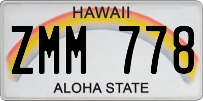 HI license plate ZMM778