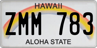 HI license plate ZMM783