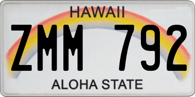 HI license plate ZMM792