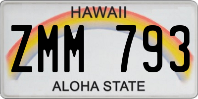 HI license plate ZMM793