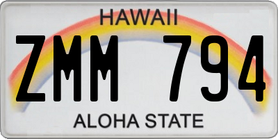 HI license plate ZMM794