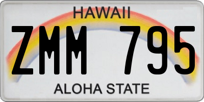 HI license plate ZMM795