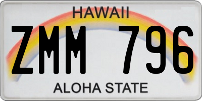 HI license plate ZMM796