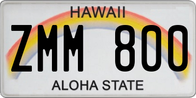 HI license plate ZMM800