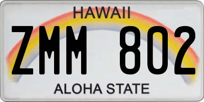 HI license plate ZMM802