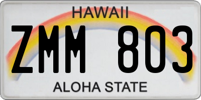 HI license plate ZMM803