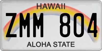 HI license plate ZMM804
