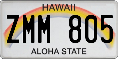 HI license plate ZMM805