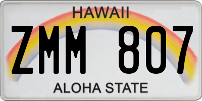HI license plate ZMM807