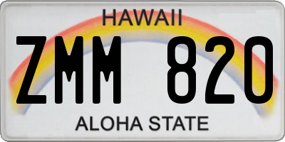 HI license plate ZMM820