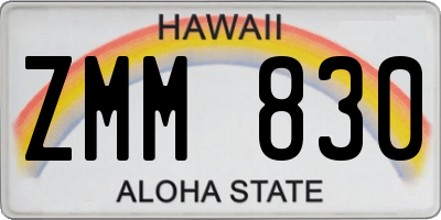 HI license plate ZMM830