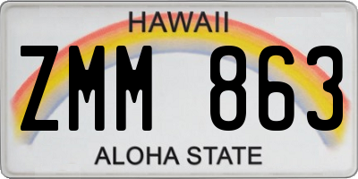 HI license plate ZMM863