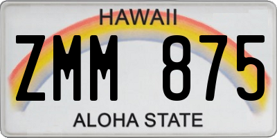 HI license plate ZMM875