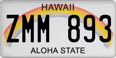HI license plate ZMM893