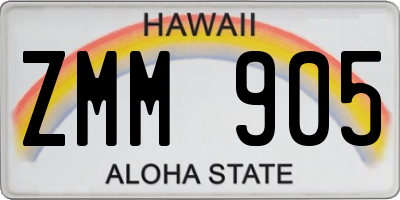 HI license plate ZMM905