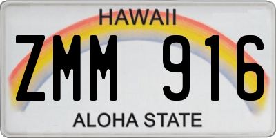 HI license plate ZMM916