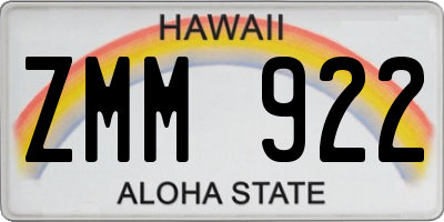 HI license plate ZMM922