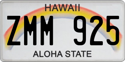 HI license plate ZMM925