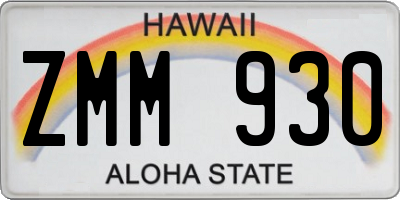 HI license plate ZMM930