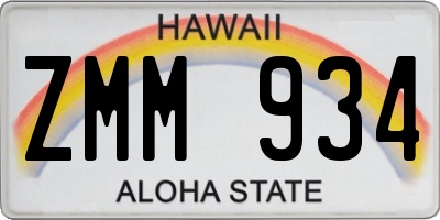 HI license plate ZMM934